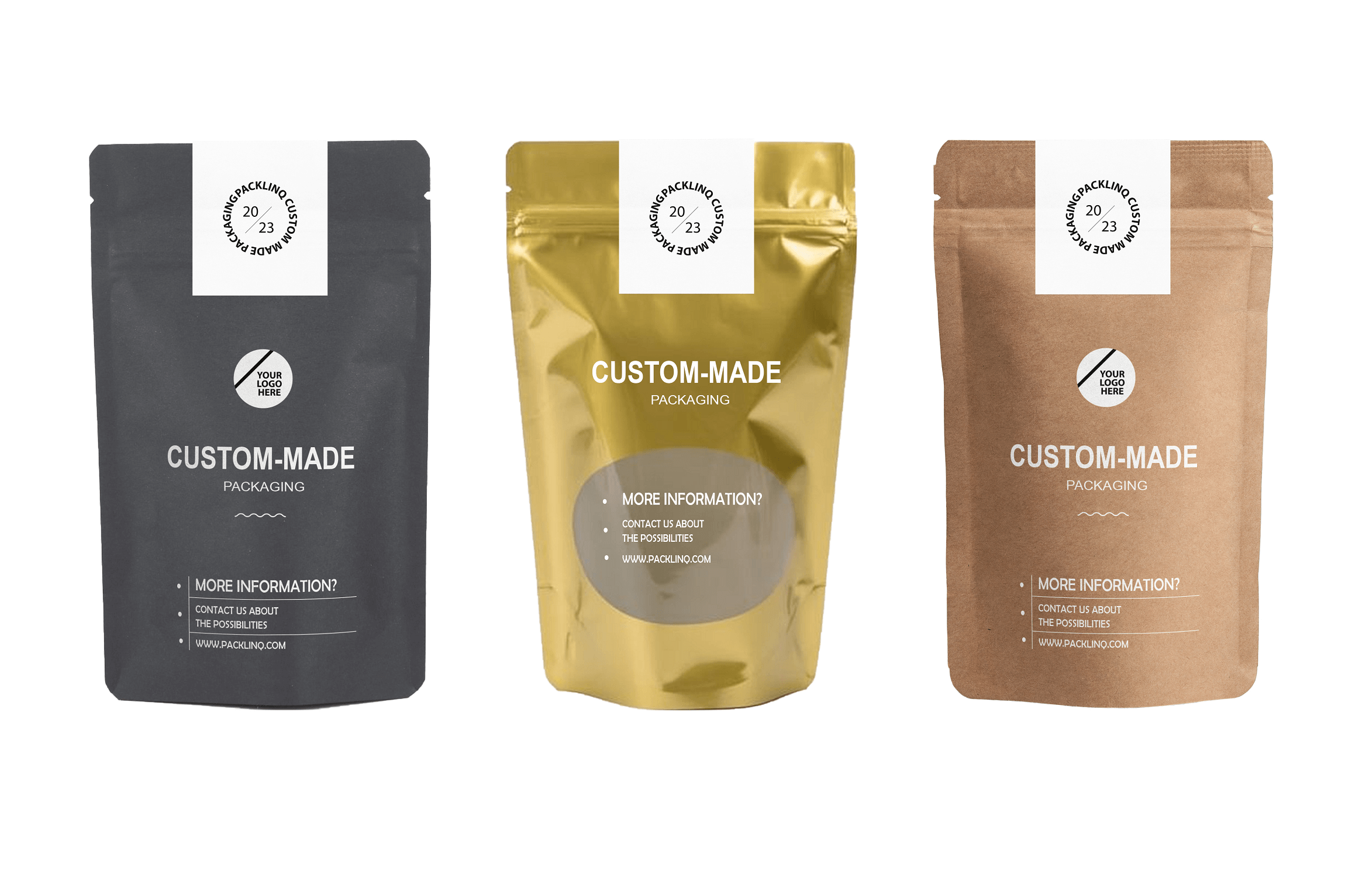 Example printed stand up pouches